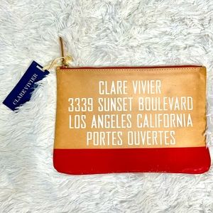 NWT RARE Clare V Vivier STORE OPENING Leather Flat Clutch Wallet Pouch